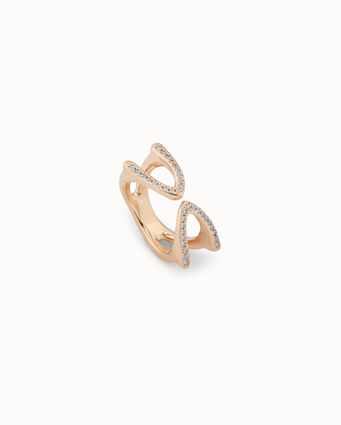 Anillo bañado en oro 18K abierto con topacios, Dorado