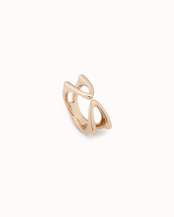 Anillo bañado en oro 18K abierto con dos 