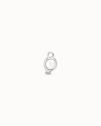 Charm de piercing bañado en plata de ley de círculo y perla,
