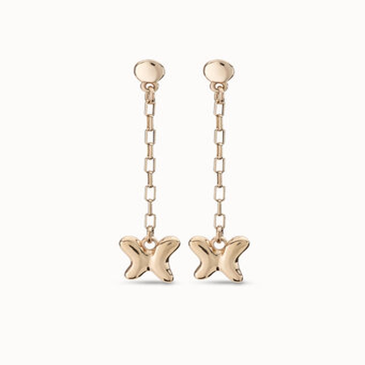 Pendientes bañados en oro 18K con cadena colgante, Dorado