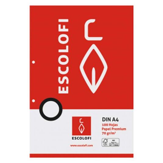Recambio Papel A4 4x4 margen 2 taladros 100 hojas