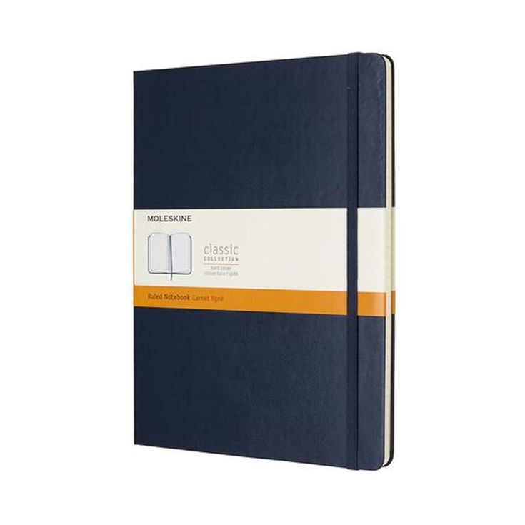 Libreta Moleskine XL raya azul