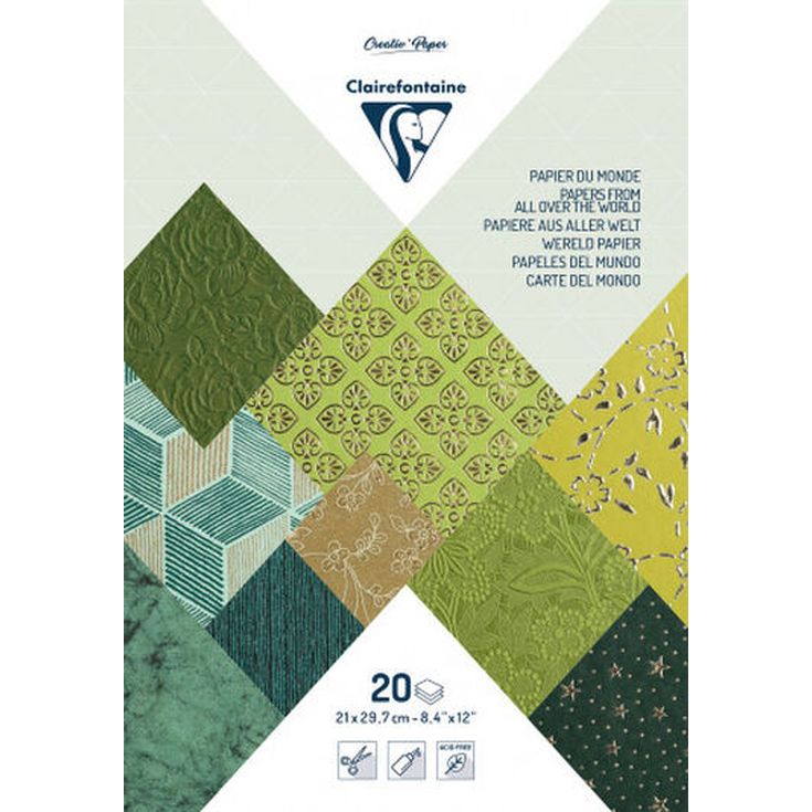 Papeles del mundo Clairefontaine verdes 20H