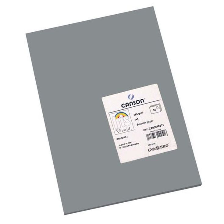 Cartulina Canson Iris A3 185g gris plomo 50u