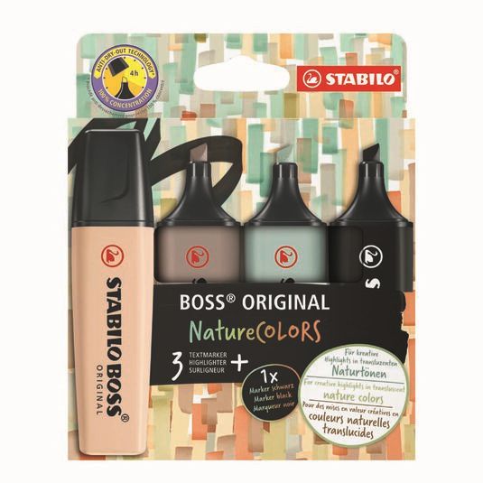 Marcador fluorescente Stabilo Boss Nature Pastel 4 colores