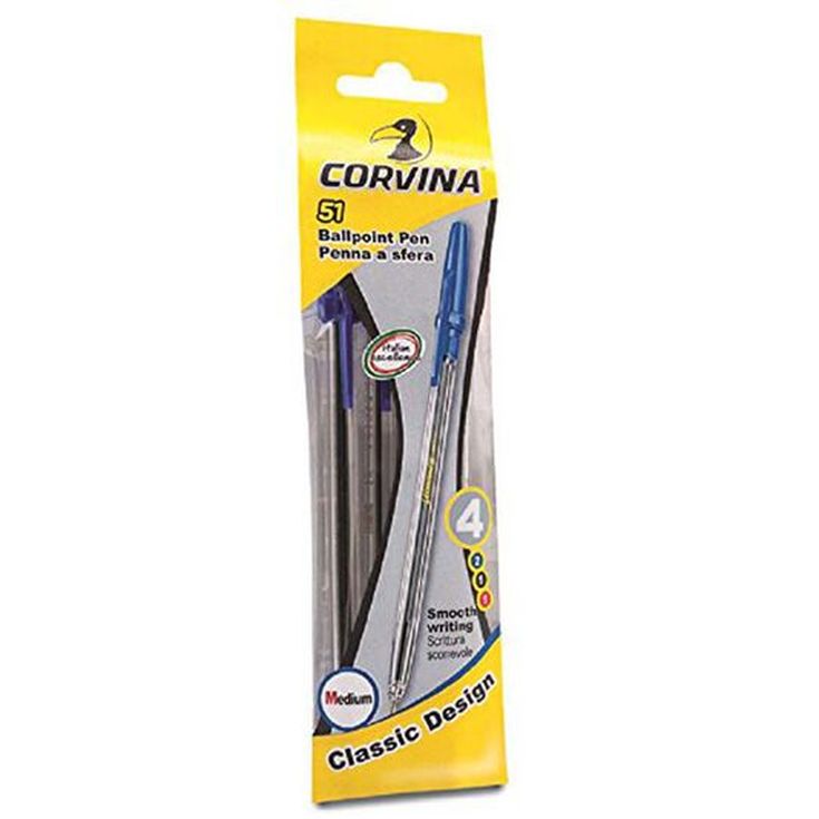 Bolígrafos Corvina azul 4u