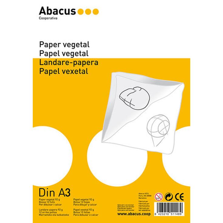 Papel Vegetal A3 Abacus 12 hojas